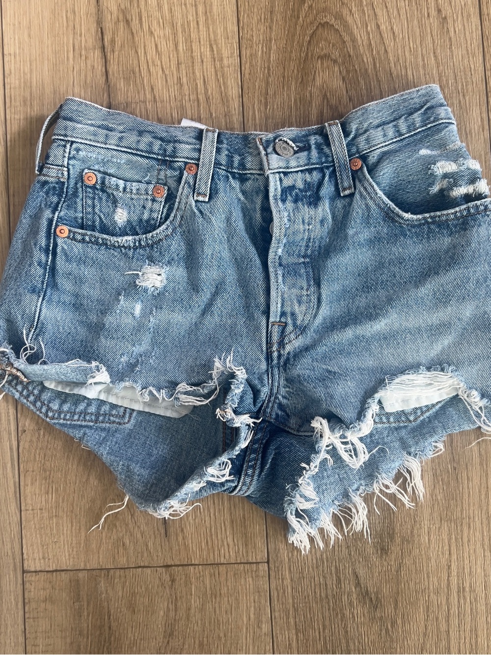 Levi's Light Blue Distressed Denim Cutoff Shorts